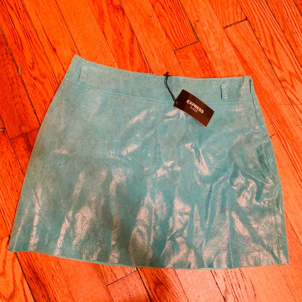 Vintage Express Suede Teal Mini Skirt 🔥